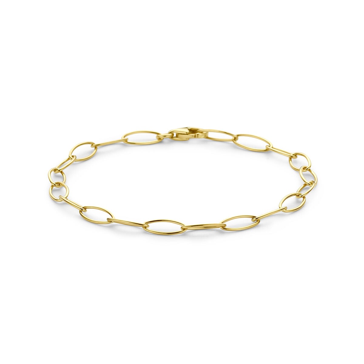 Bracelet en or jaune 14 carats avec maillons en forme d'ancre.