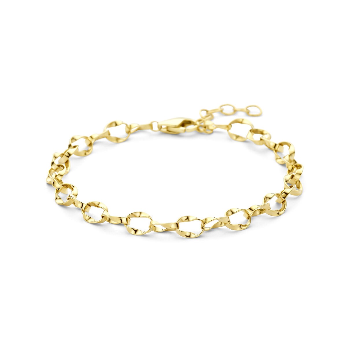 Bracelet en or jaune 14 carats avec maillons en forme d'ancre.