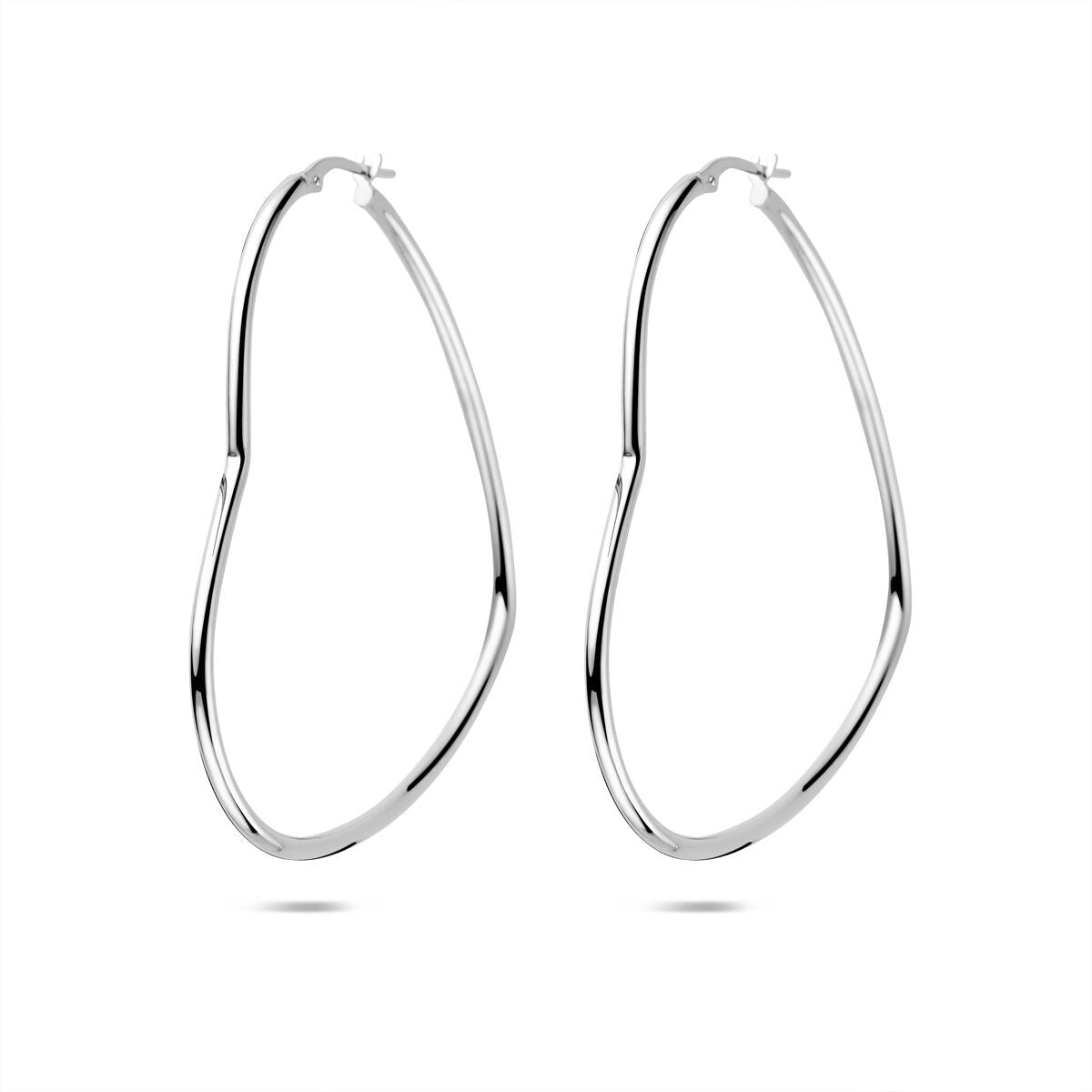 Créoles en argent en forme de cœur – rhodiées argent 925