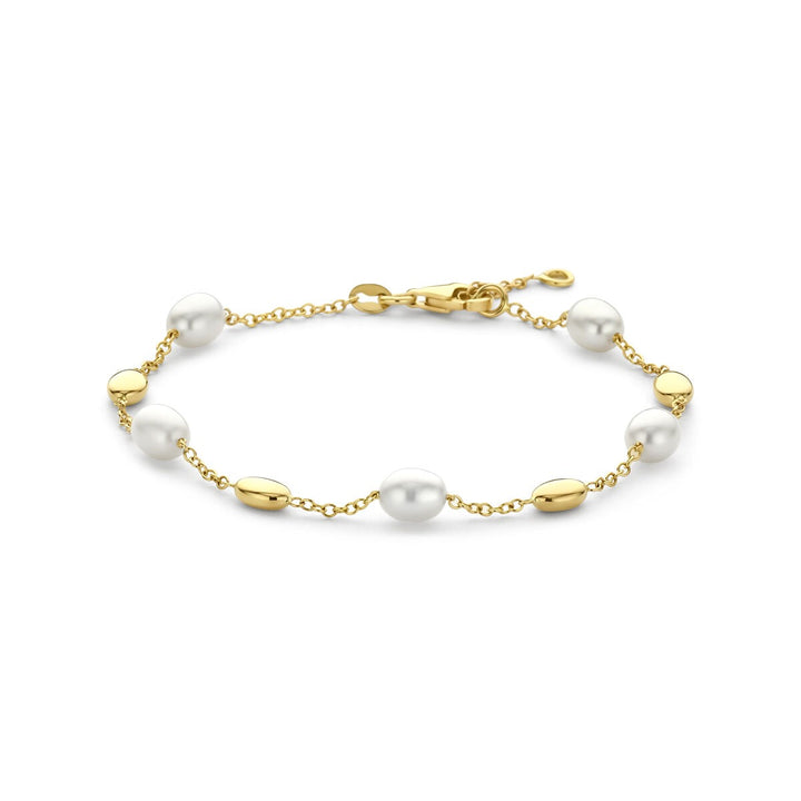 14k geelgouden armband met parels