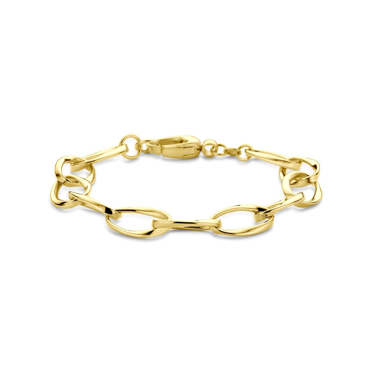 Bracelet en or jaune 14 carats avec maillons en fil.