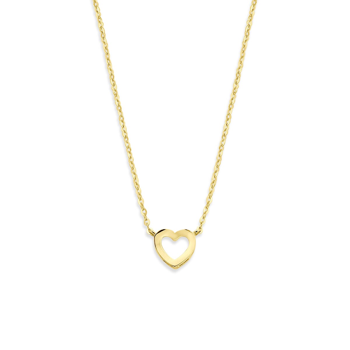 Collier en or jaune 9 carats avec un pendentif en forme de cœur.