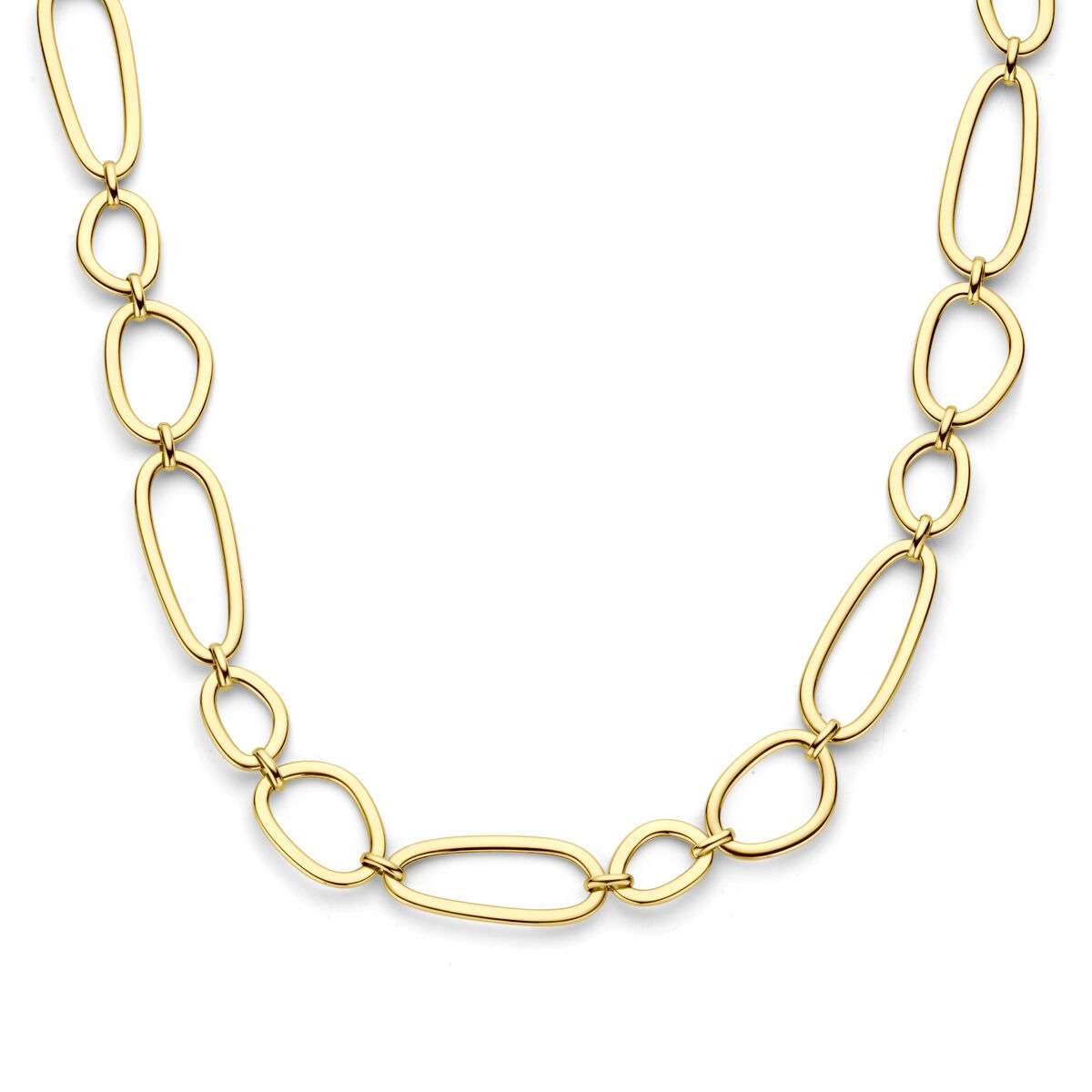 Collier en or jaune avec une structure de maillons larges.