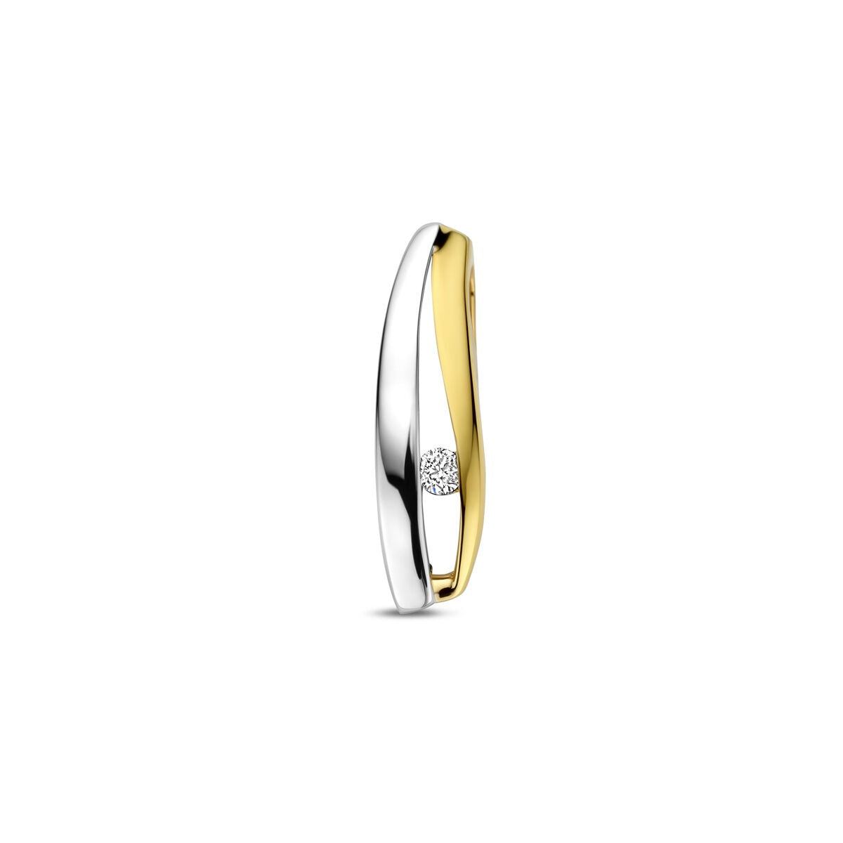pendentif en or bicolore 14K, jaune et blanc, avec un diamant lab grown de 0,04 ct.