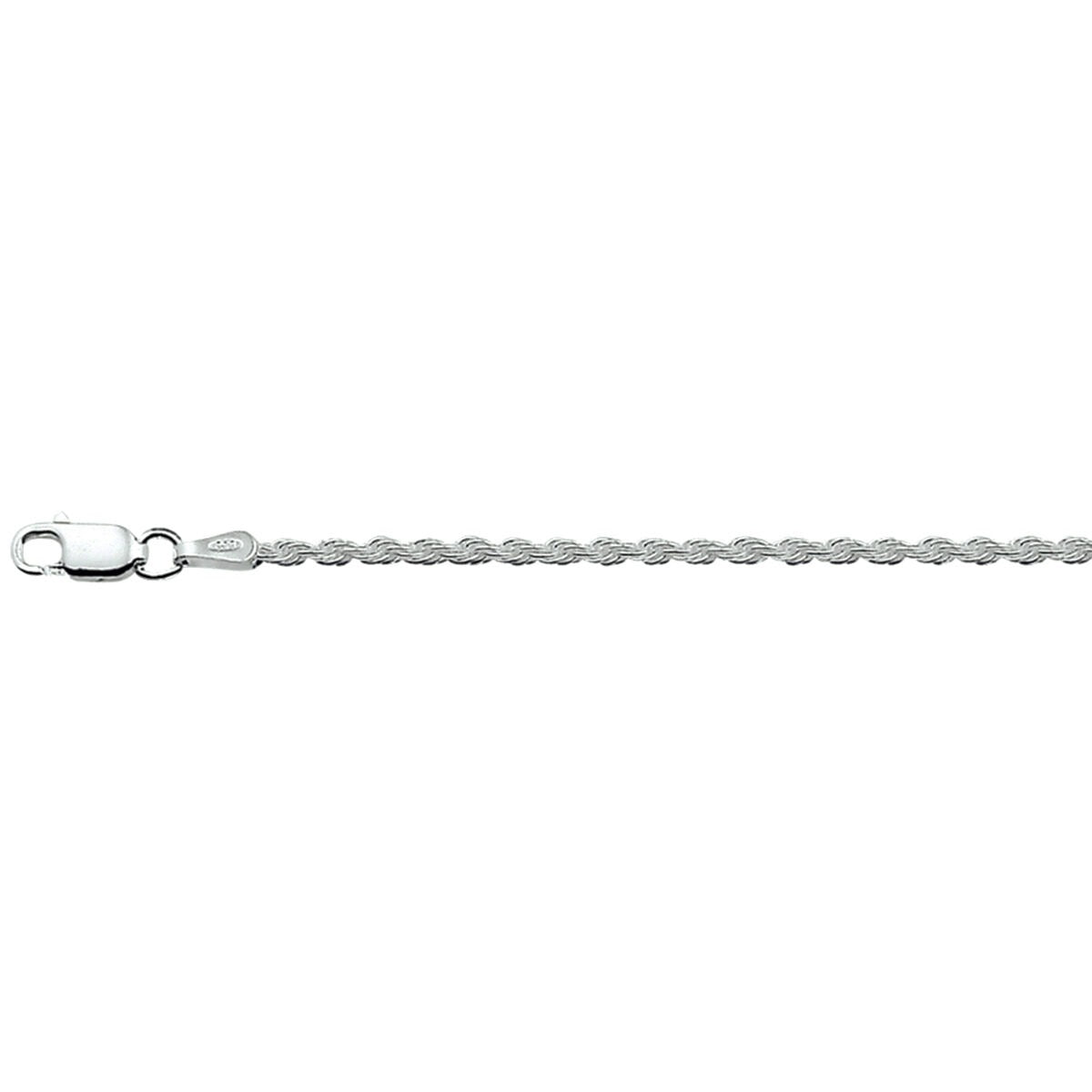 Bracelet de cheville en argent rhodié avec maillons en cordon.