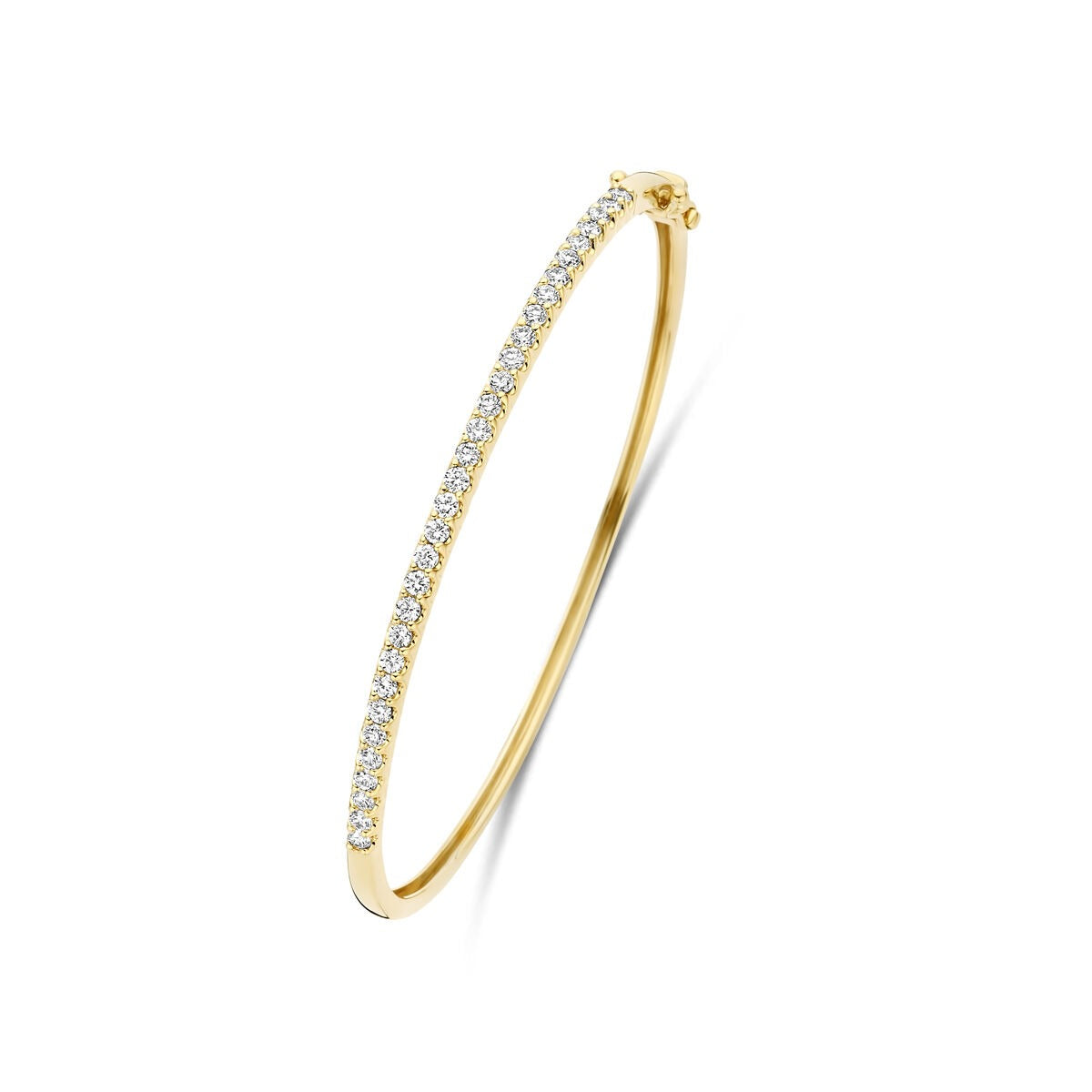 Bracelet jonc en or jaune 14 carats avec diamants cultivés en laboratoire de 1,00 ct.
