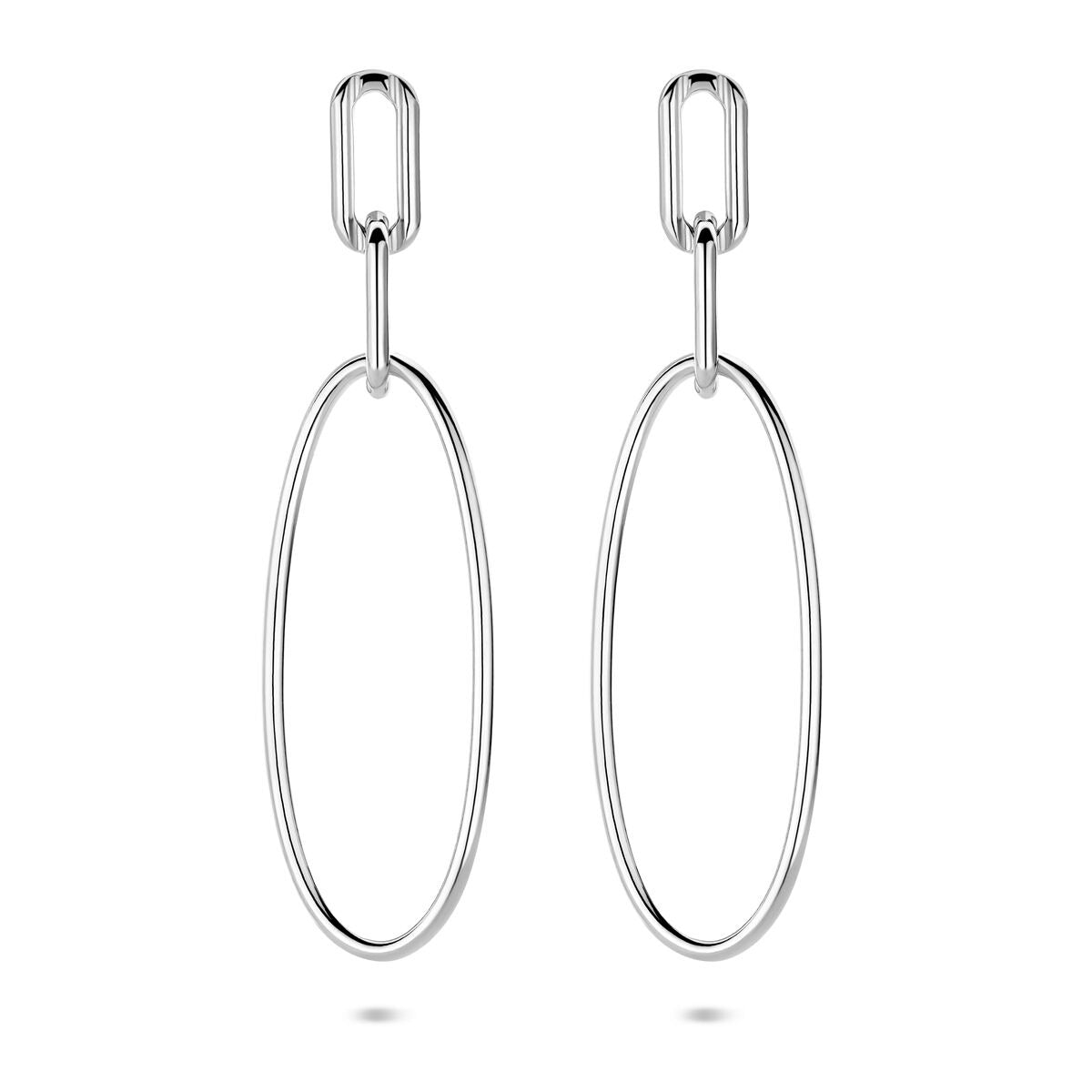 Boucles d'oreilles ovales en argent rhodié de 44 mm.