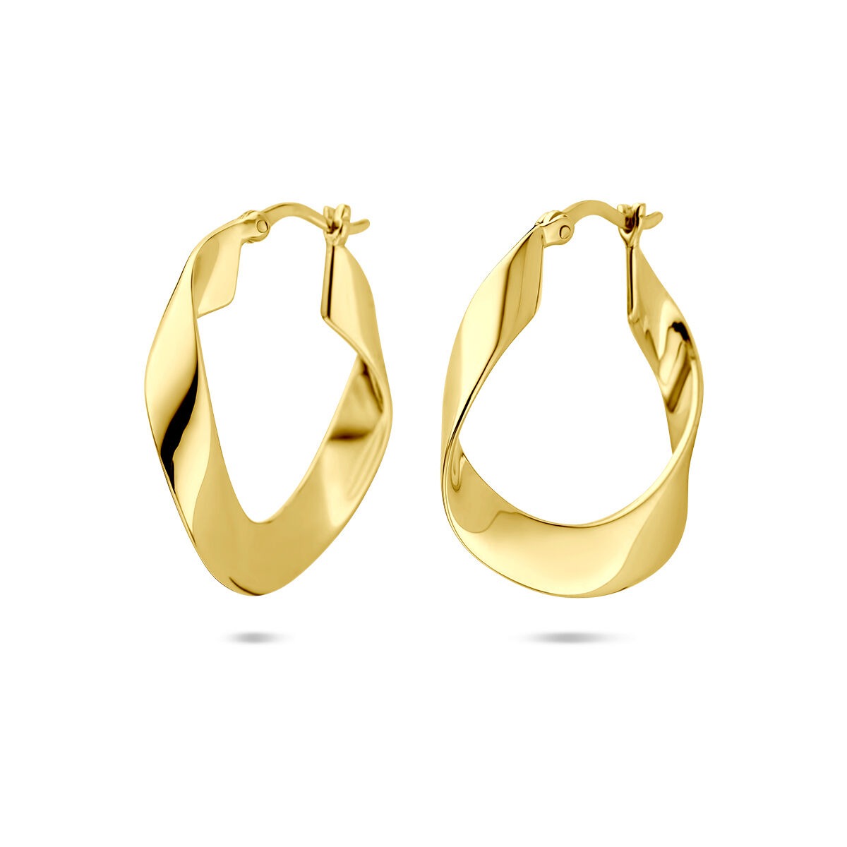 Boucles d'oreilles en argent 925 avec un plaquage doré, de forme ondulée, mesurant 25 mm.