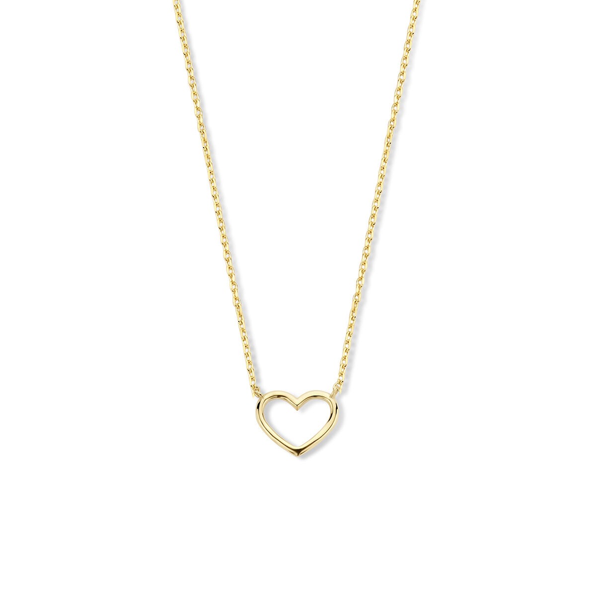Collier en or jaune 9 carats avec un pendentif en forme de cœur.