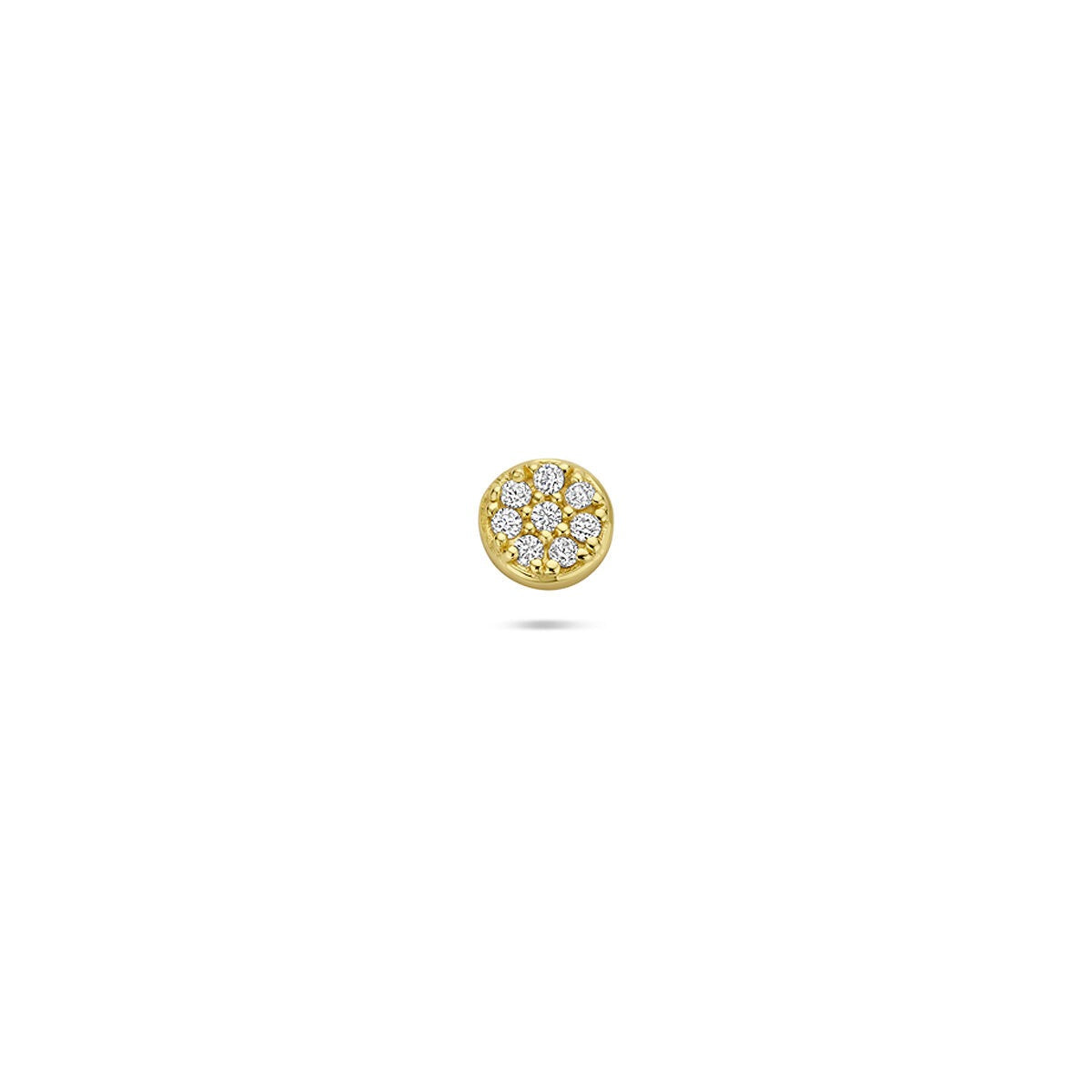 Piercing en argent doré avec zirconiums en forme ronde.