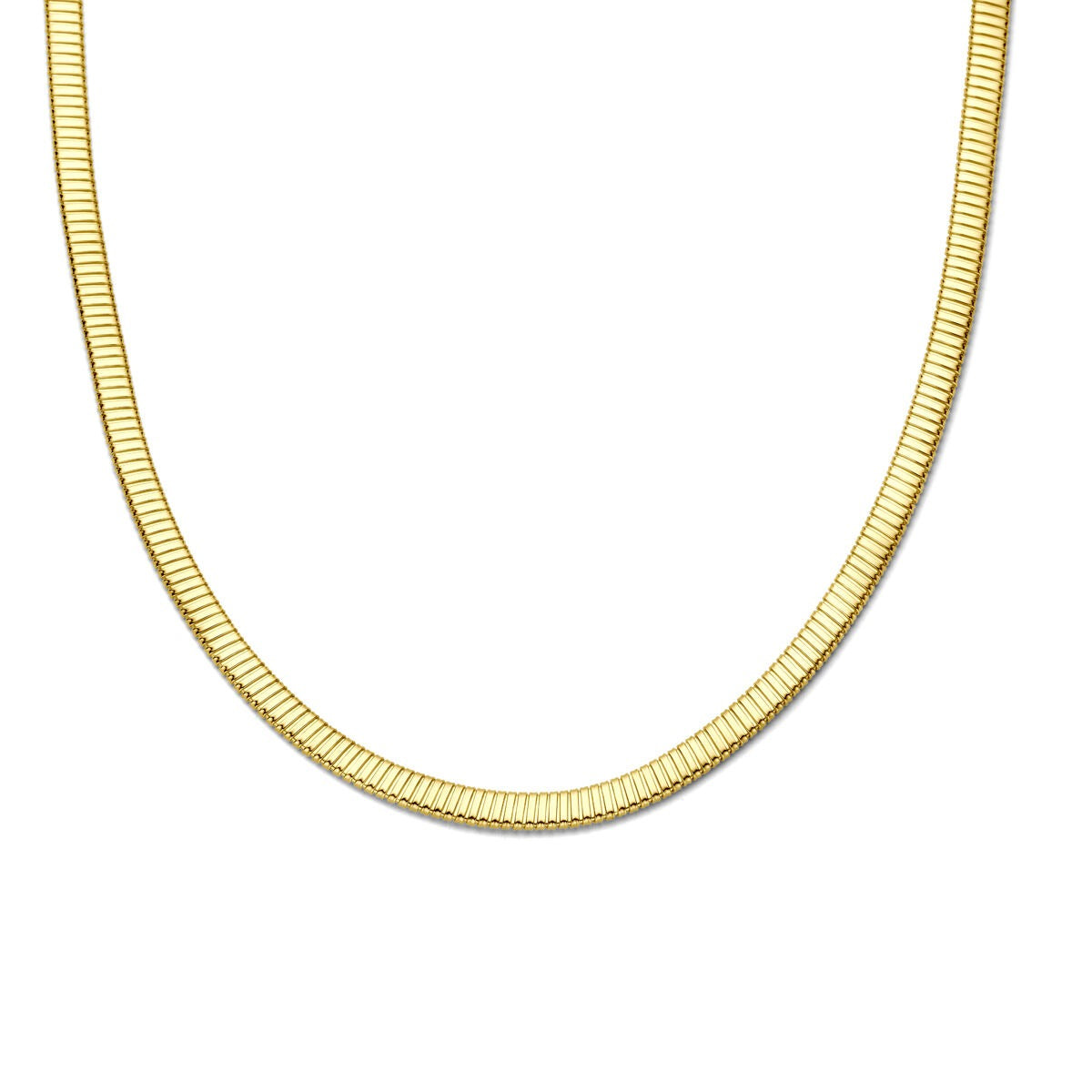 Collier en or jaune 14 carats avec maillons tubogas de 6 mm.