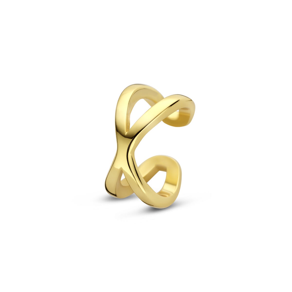 Ear cuff en or doré en argent 925 avec un design en croix.