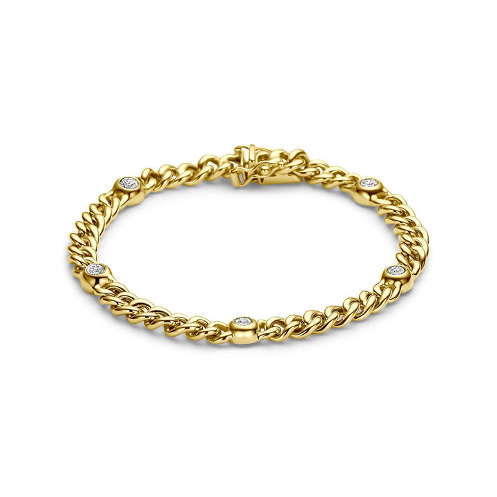 14k Geelgouden gourmet armband met diamant