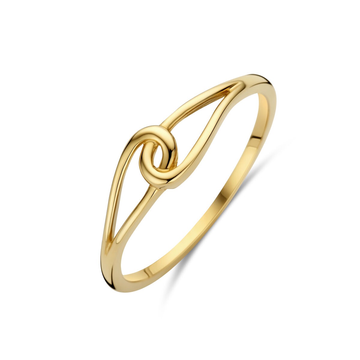 Bague en or jaune 9 carats de 5 mm avec un design en forme de nœud.