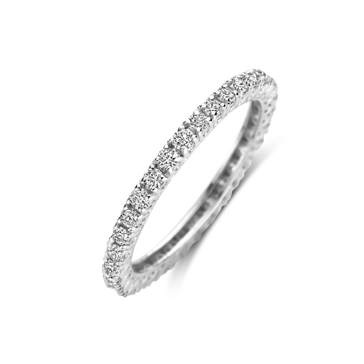 Bague alliance en or blanc 14 carats ornée de diamants de 0,70 ct.
