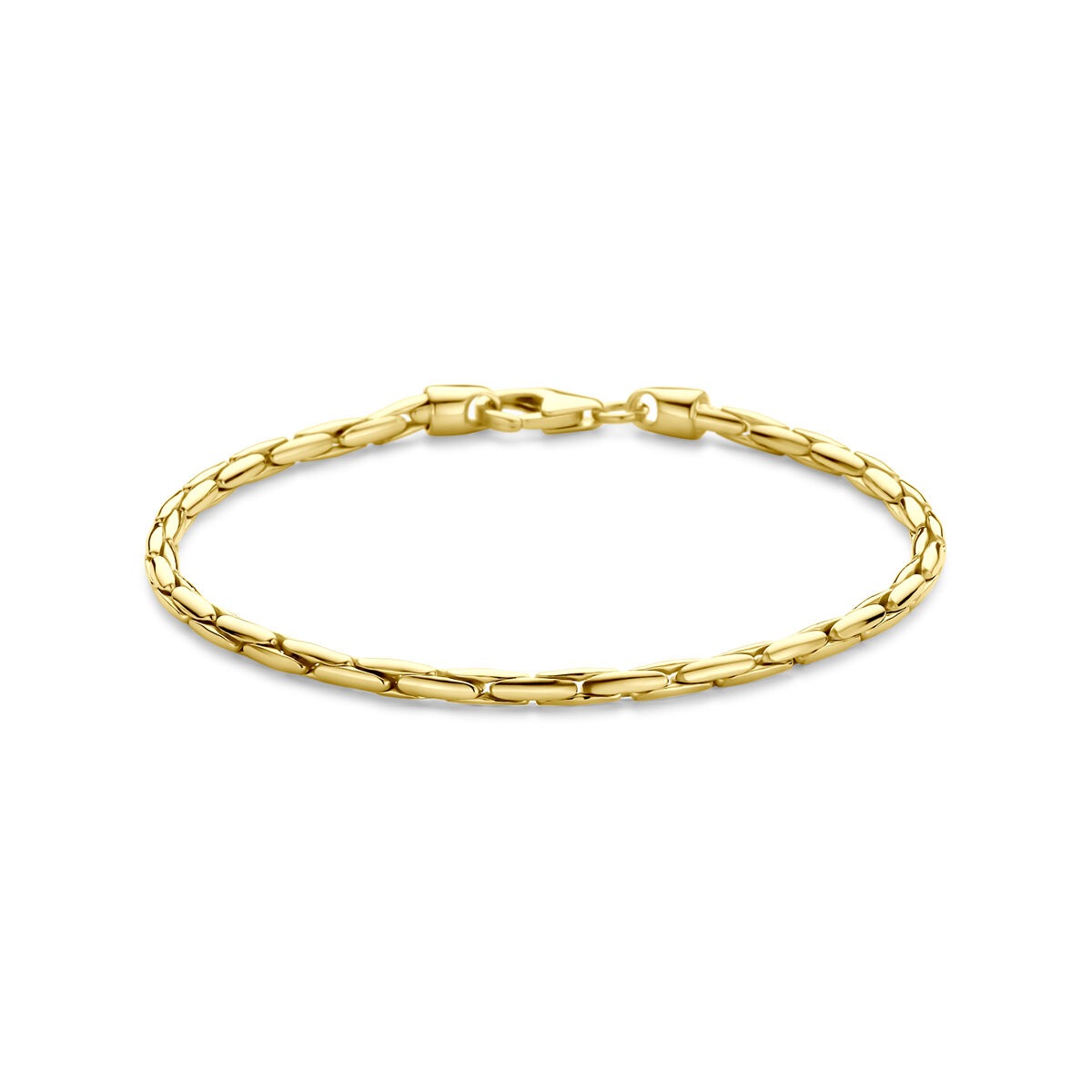 Bracelet gourmet en or jaune 14 carats avec noyau en argent, 2,8 mm, 19 cm.