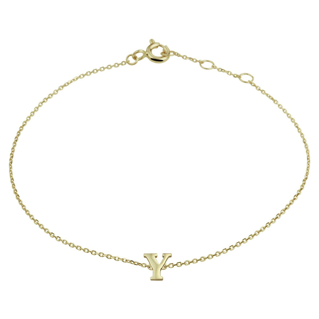14k Geelgouden ankerarmband met letter