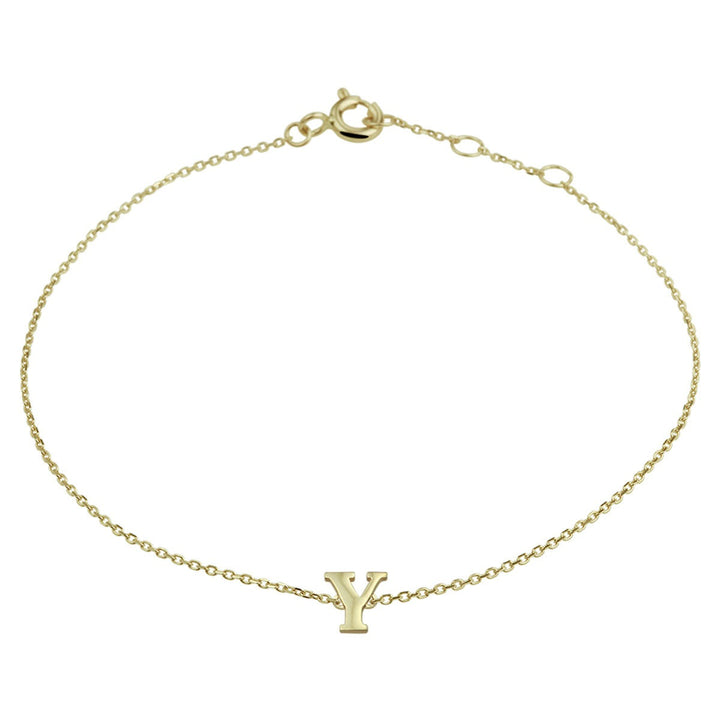 14k Geelgouden ankerarmband met letter