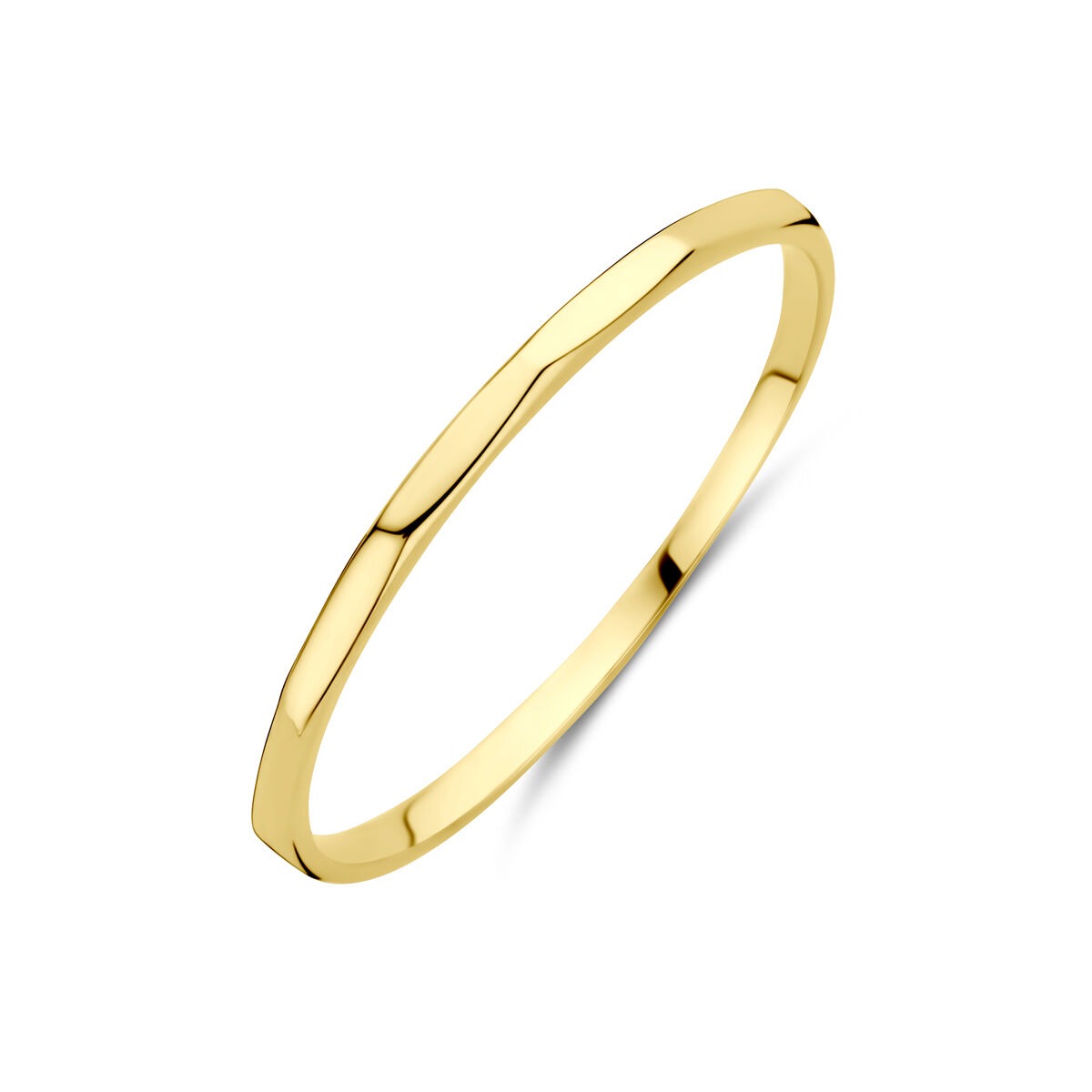 Bague en or jaune 14 carats, d'une largeur de 1,5 mm, au design fin et élégant.