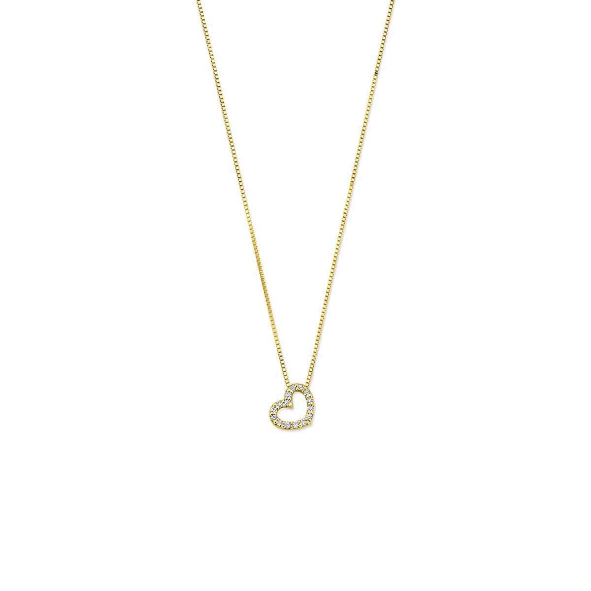 Collier en or 14 carats avec un pendentif en forme de cœur et un diamant cultivé en laboratoire.