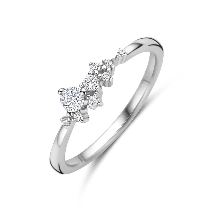 Zilveren dames ring met zirkonia in entouragezetting – 5 mm breed
