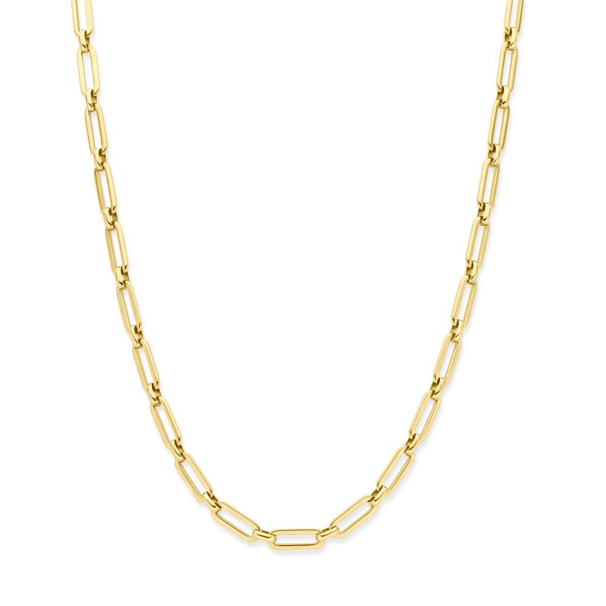 Collier en acier avec plaquage doré, longueur de 40 à 45 cm, maillons allongés.