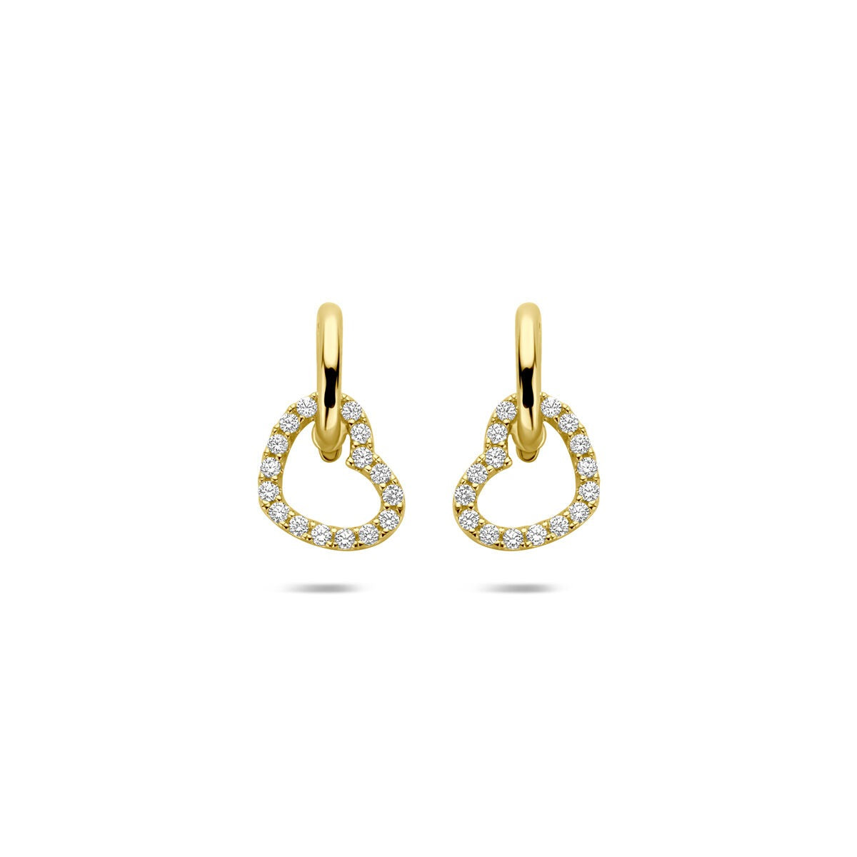 Boucles d'oreilles en or 14k en forme de cœur avec zircone - pour femme