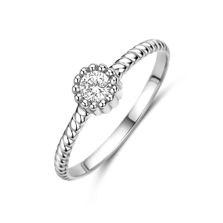 Gerhodineerde 925 zilveren ring met zirkonia