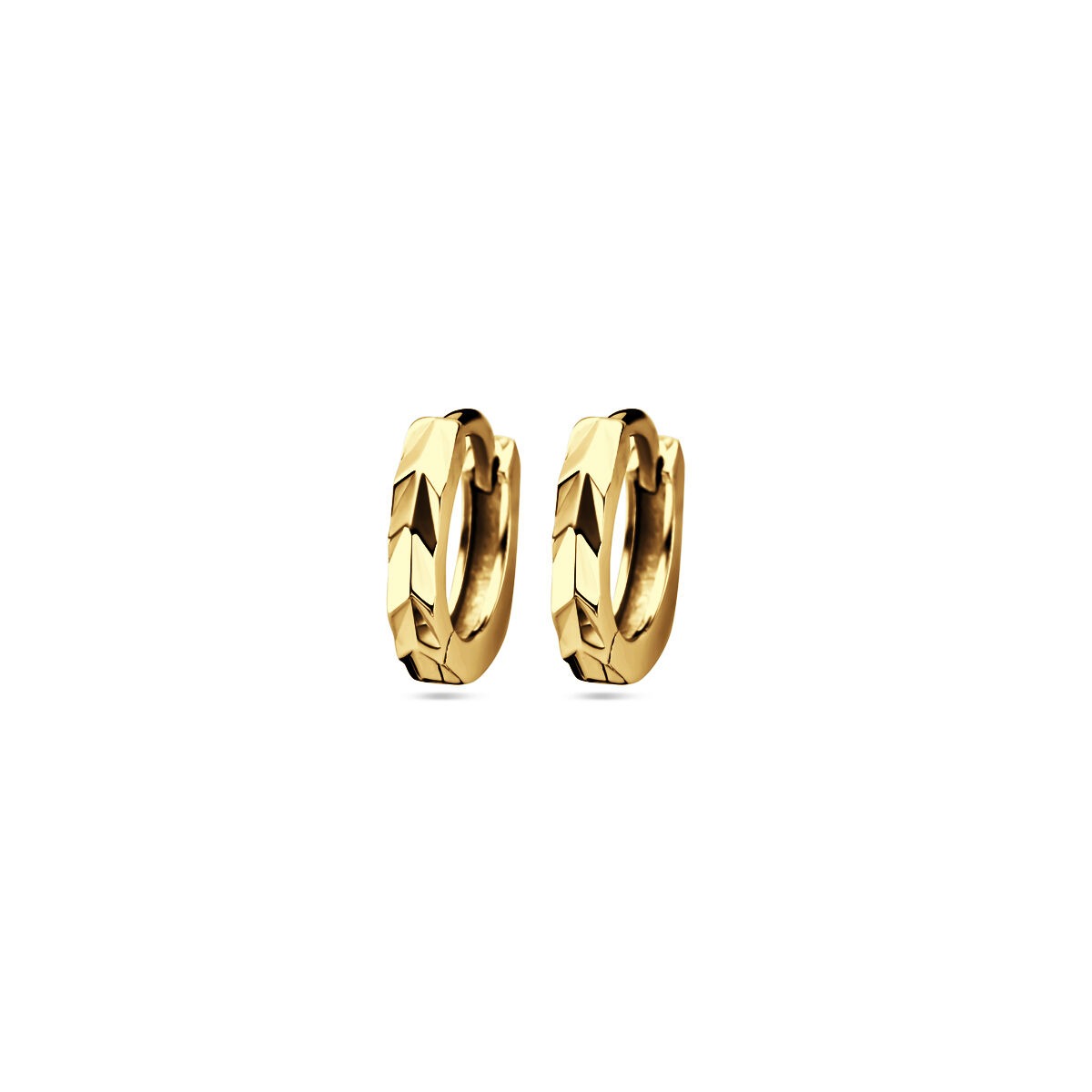 Boucles d'oreilles en argent doré de 12 mm avec un motif élégant en relief.