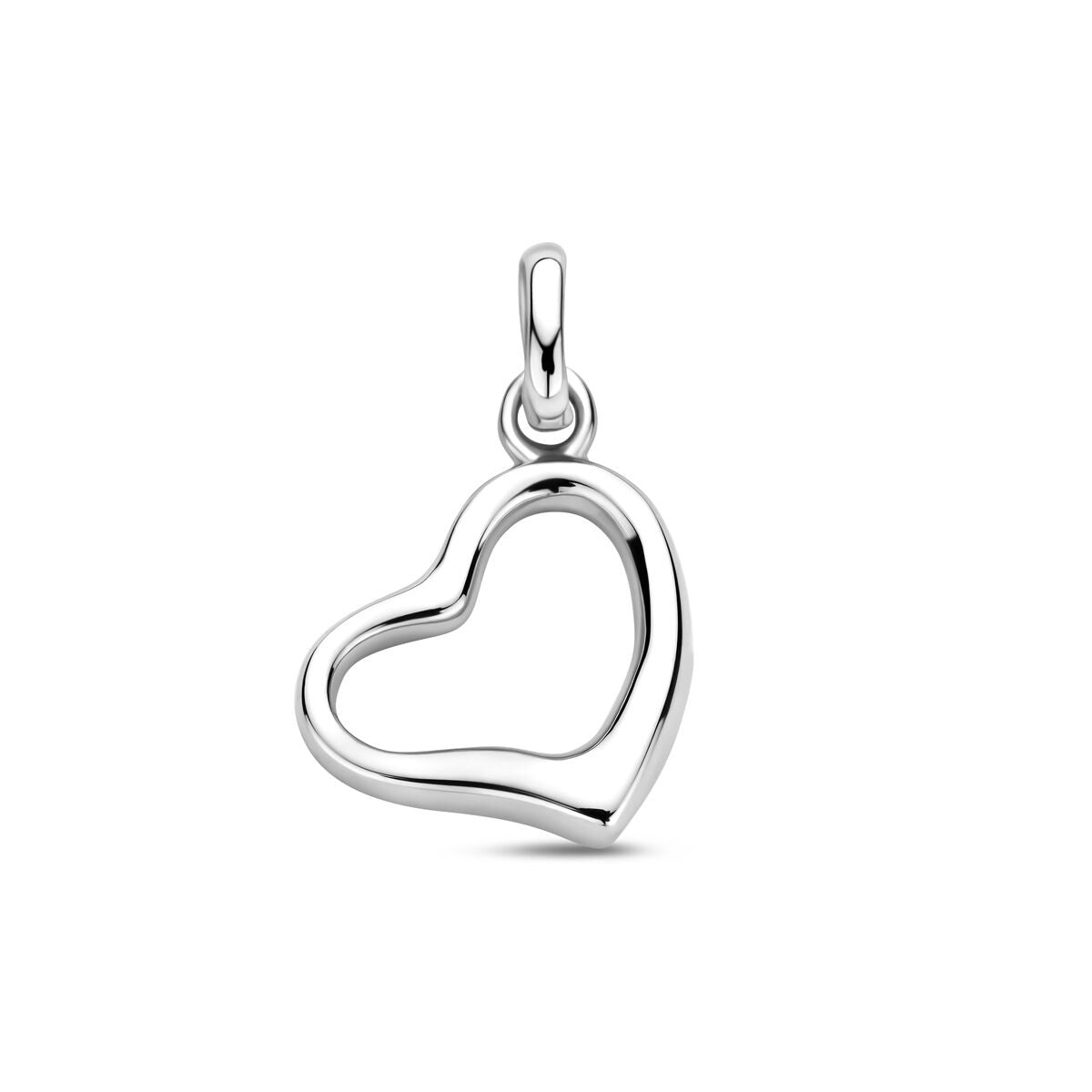 Zilveren hartvormige hanger van gerhodineerd 925 zilver, 17 mm groot.