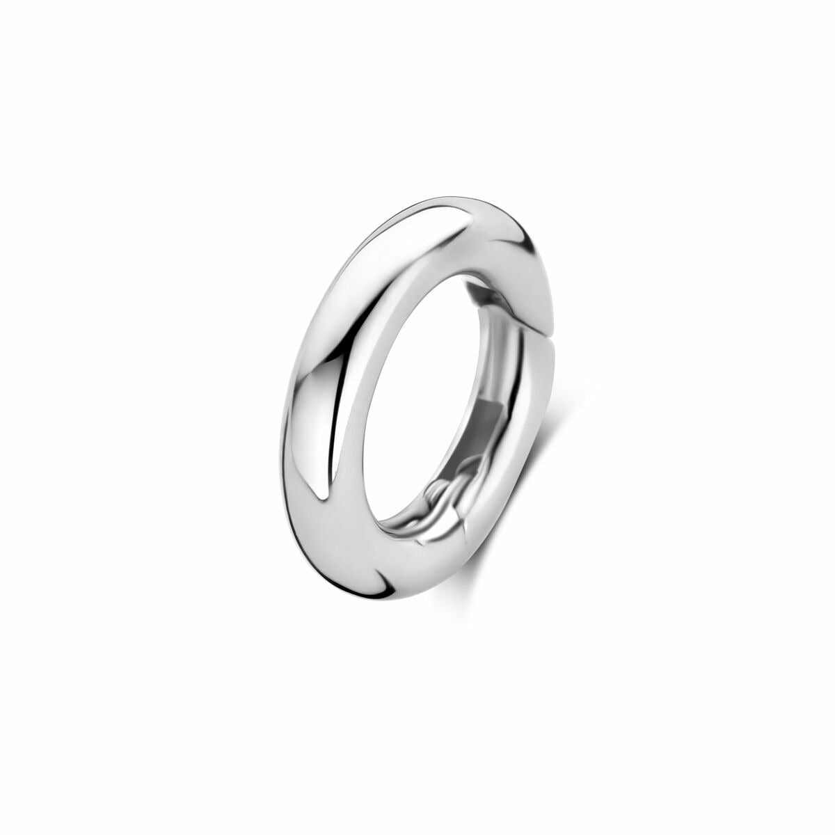 Connector en argent rhodié pour femmes, de forme ronde et lisse, de 12 mm.