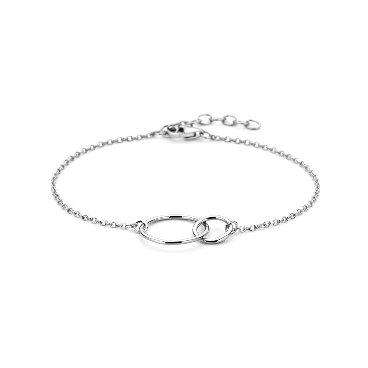 Bracelet en argent rhodié avec des cercles ouverts en argent 925.
