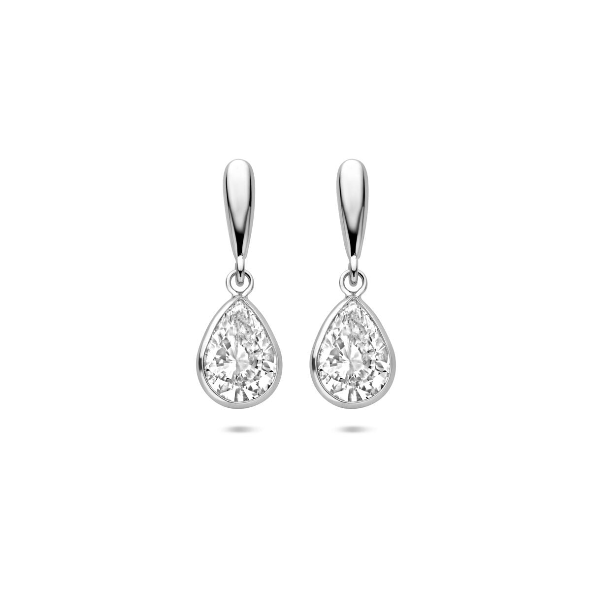 Boucles d'oreilles en argent en forme de goutte avec zirconia, mesurant 20 mm.