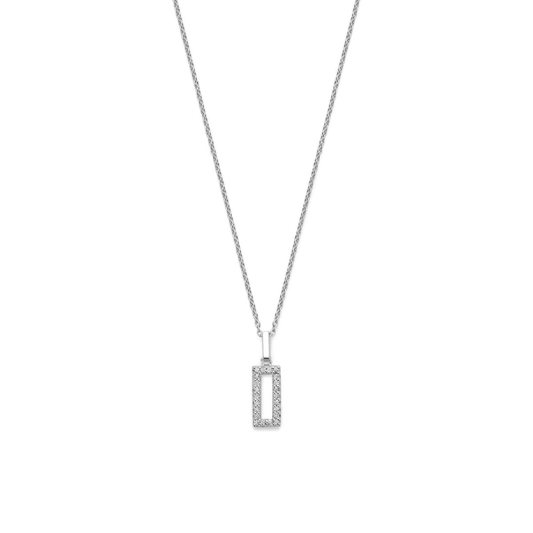 Gerhodineerd zilveren dames collier met zirkonia