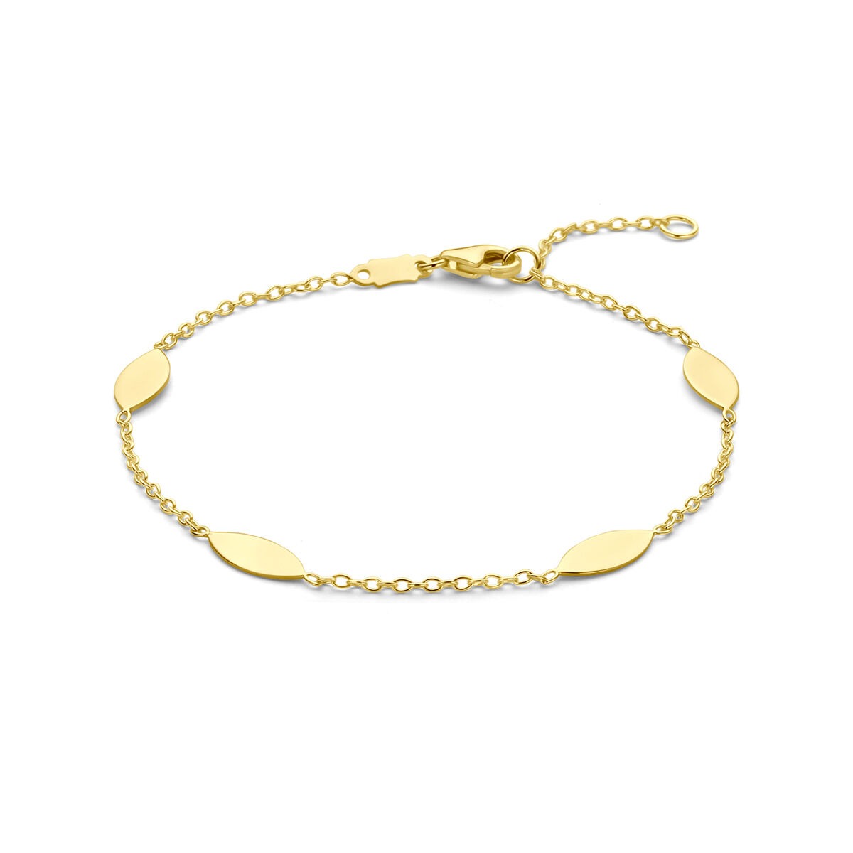 Bracelet en or jaune 14K avec des maillons ovales et une fermeture à mousqueton.