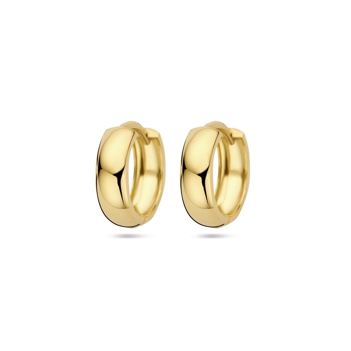 Boucles d'oreilles en or jaune 9 carats, de forme ronde et lisse, d'un diamètre de 13 mm.