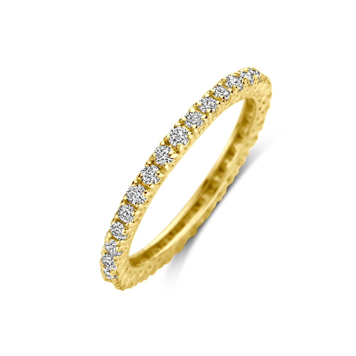 Bague alliance en or jaune 14 carats ornée de diamants de 0,70 ct.