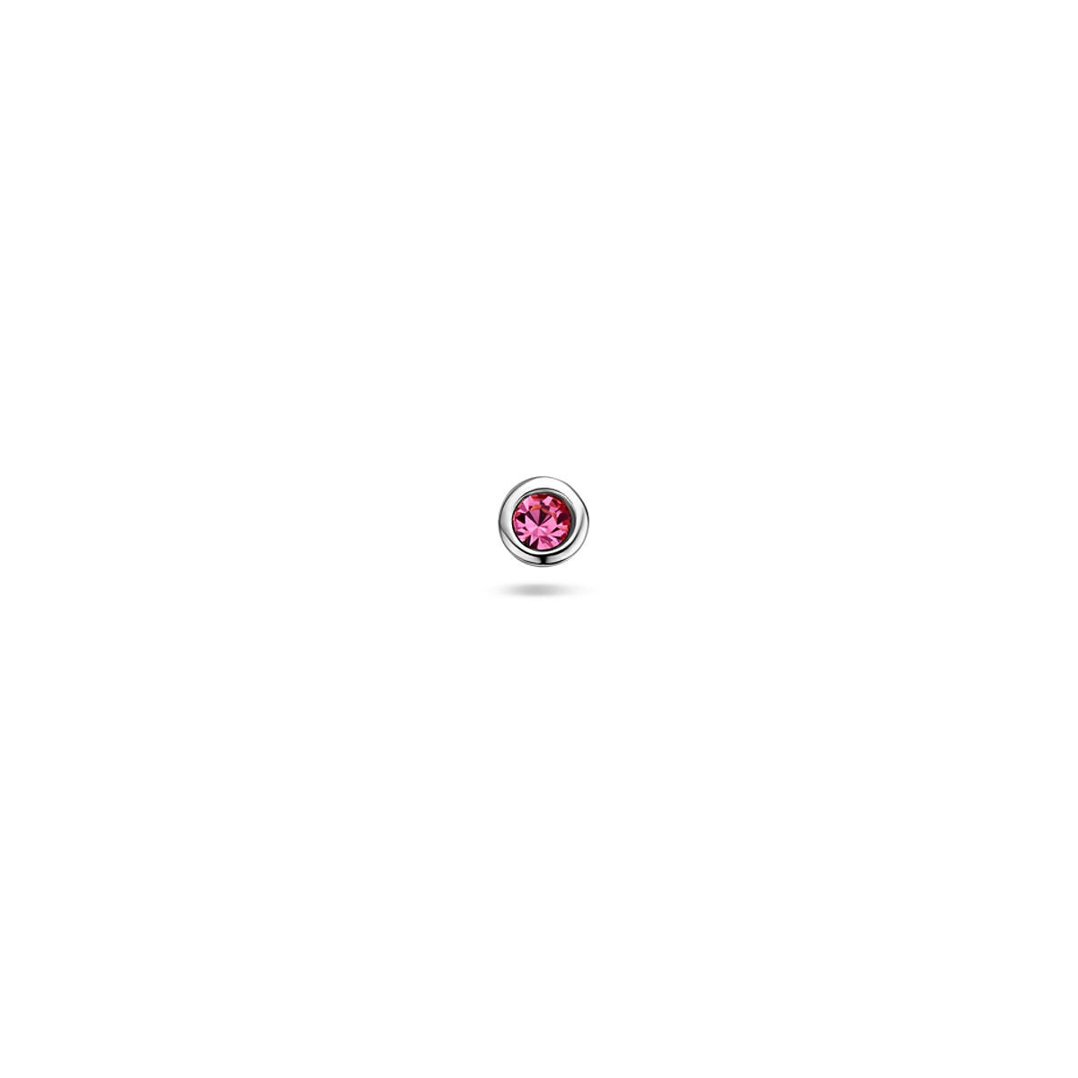 Piercing en argent rhodié avec strass rose.