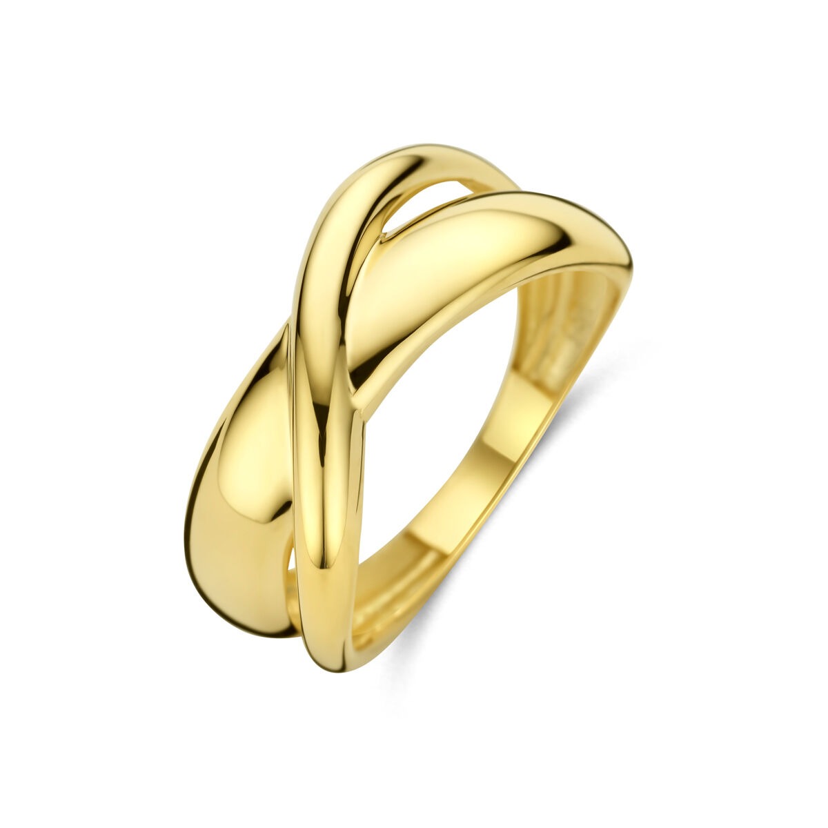 Bague en or jaune 14 carats avec une large bande de 8,5 mm.