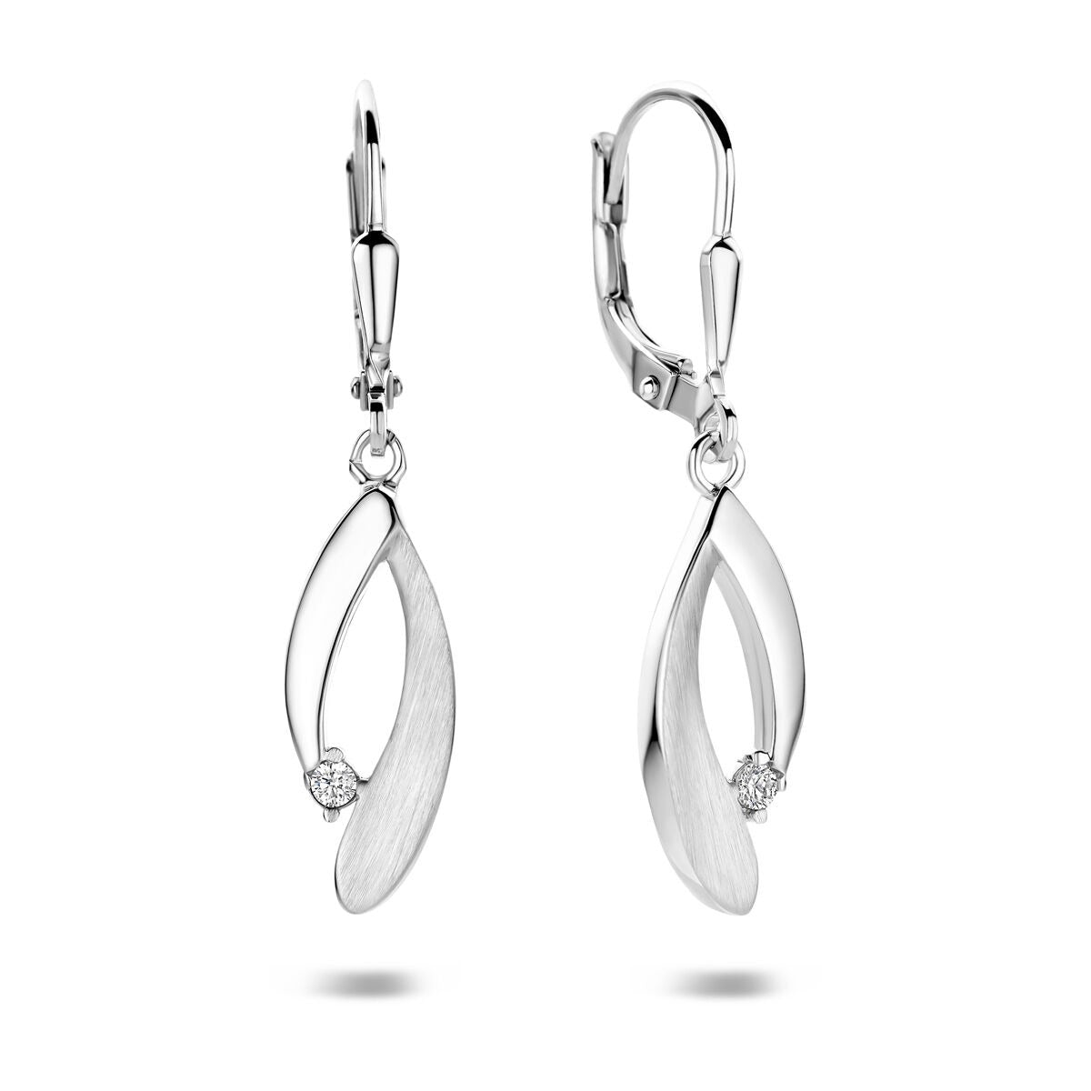 Gerhodineerd 925 zilveren oorhangers met zirkonia