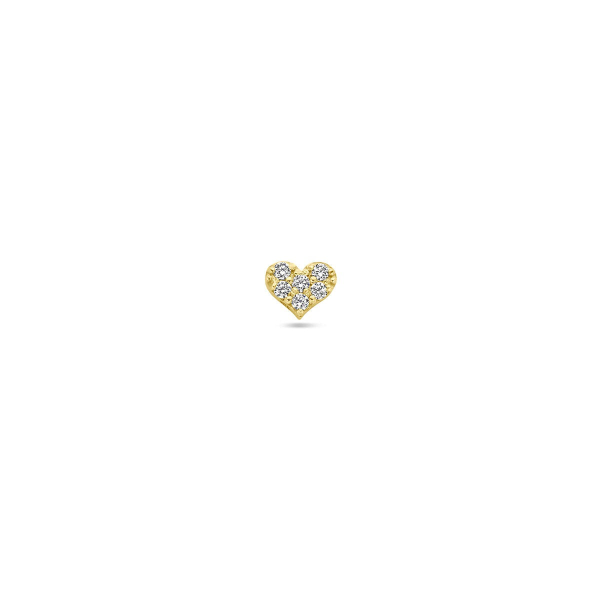 Pendentif en or jaune 9 carats en forme de cœur, orné de pierres brillantes.