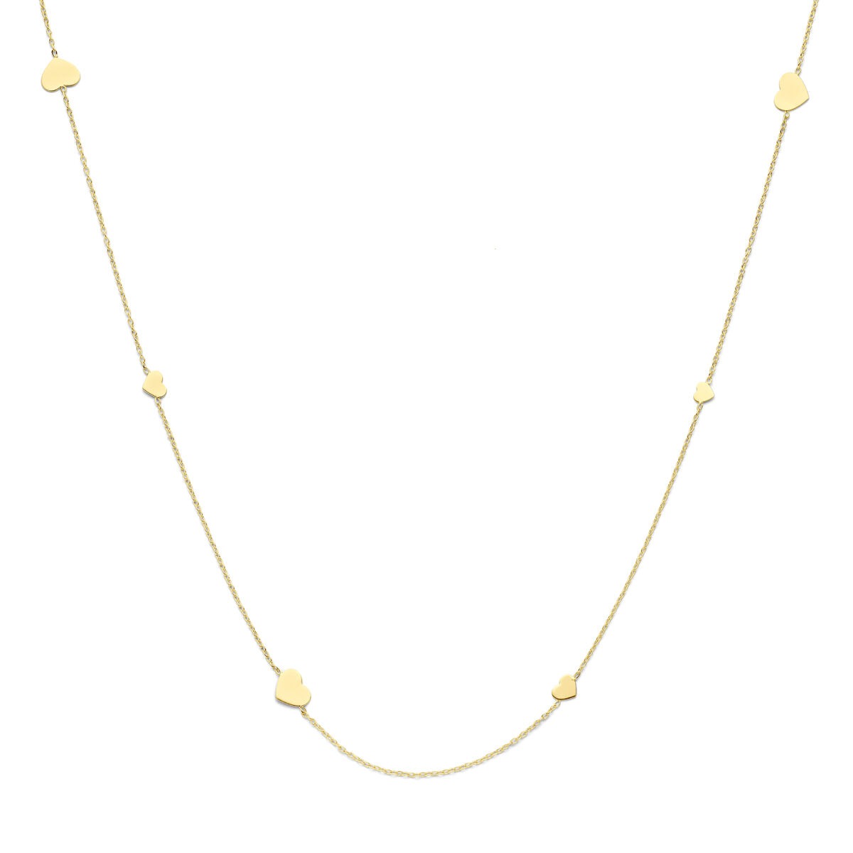 collier en or jaune 14 carats avec des cœurs décoratifs