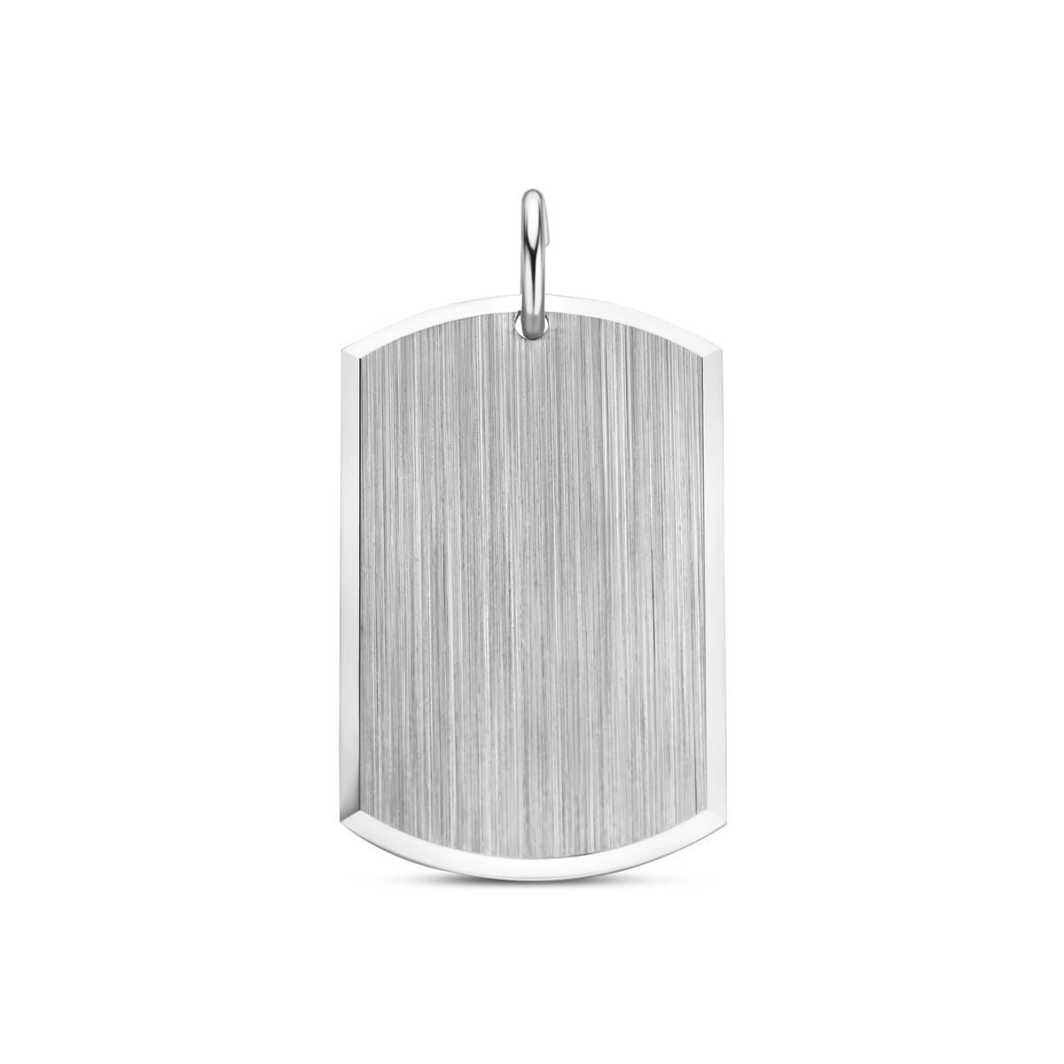 Pendentif en argent rhodié de 30 mm avec finition brossée.