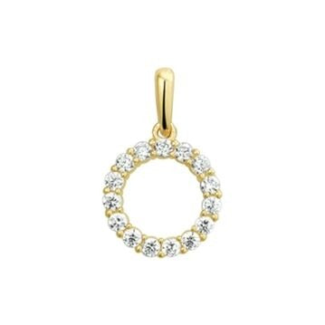 Pendentif en or jaune 9 carats avec une rangée de zirconiums brillants.