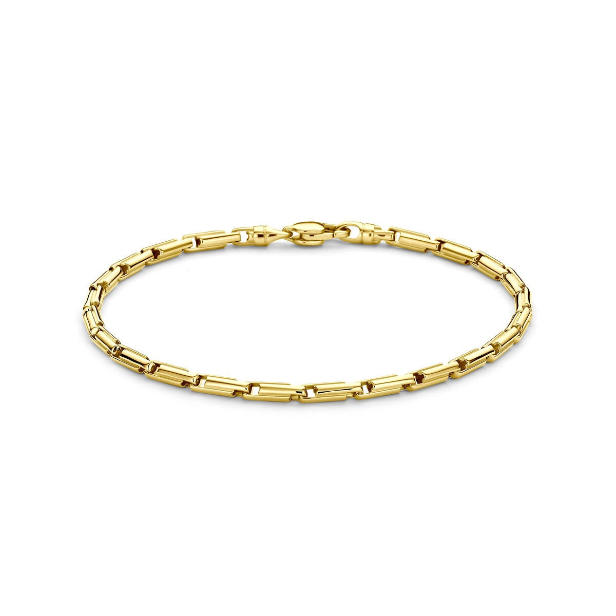 Bracelet en or jaune 14 carats avec des maillons raffinés de 3 mm.