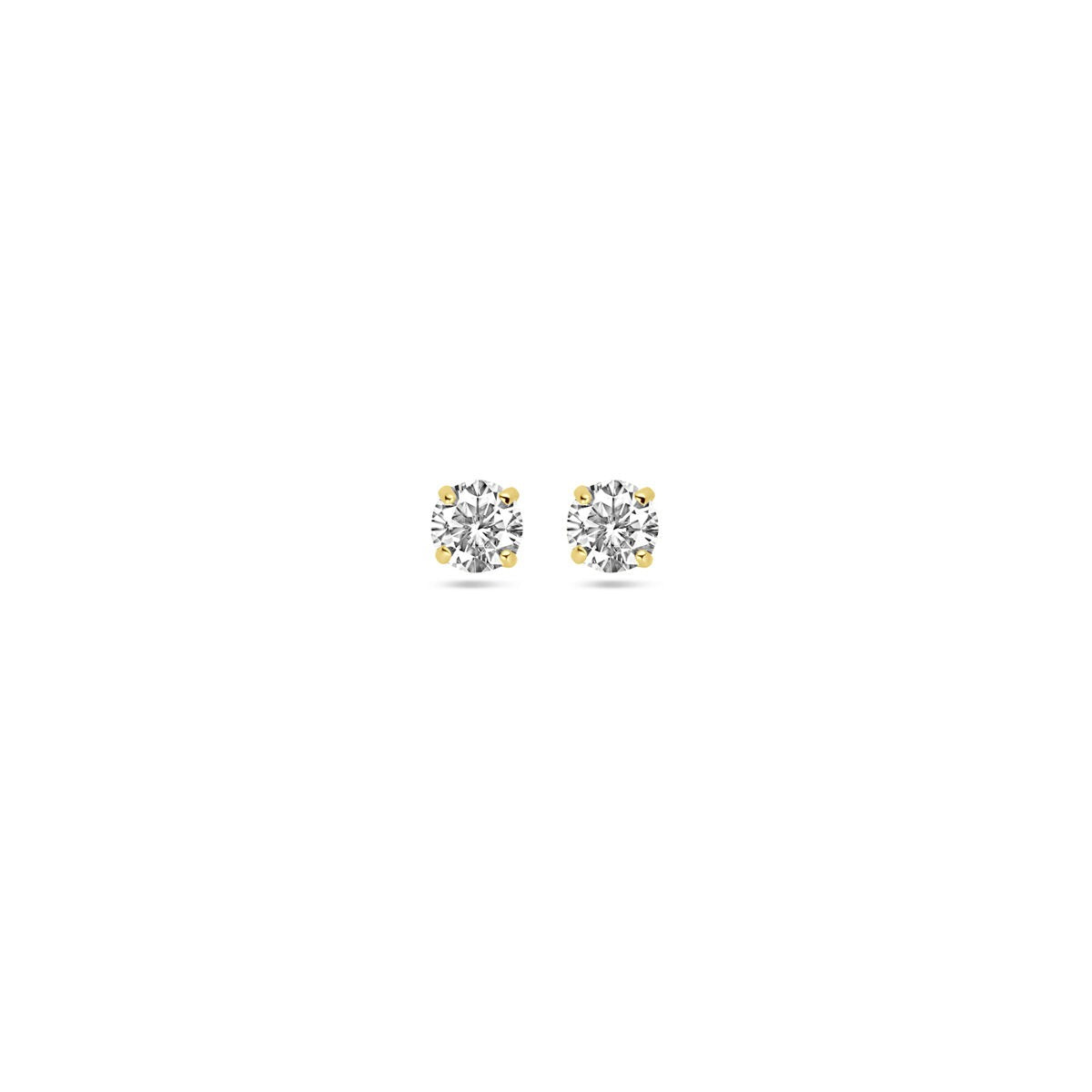 Boucles d'oreilles en or 14 carats avec zirconium, serties en solitaire.