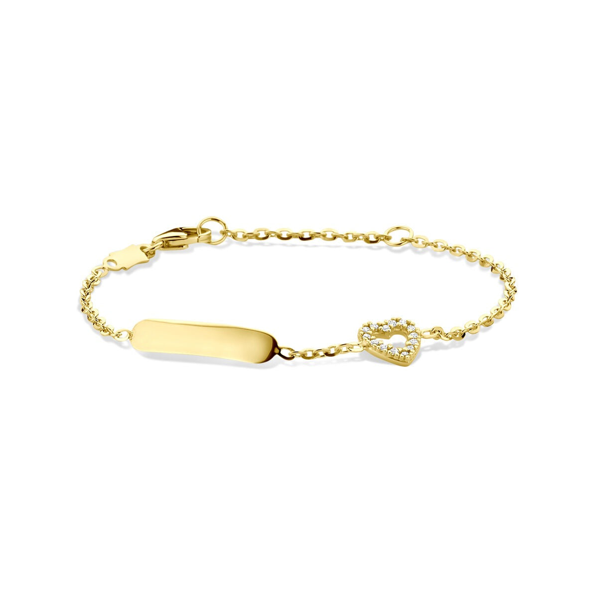 Bracelet en or jaune 14 carats avec un cœur et zirconia.