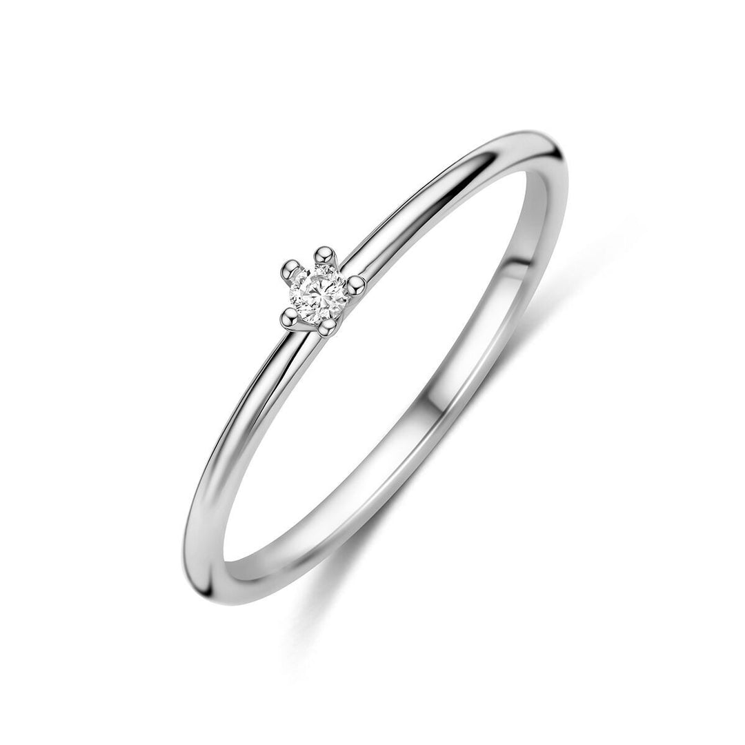 Gerhodineerd 925 zilveren ring met zirkonia