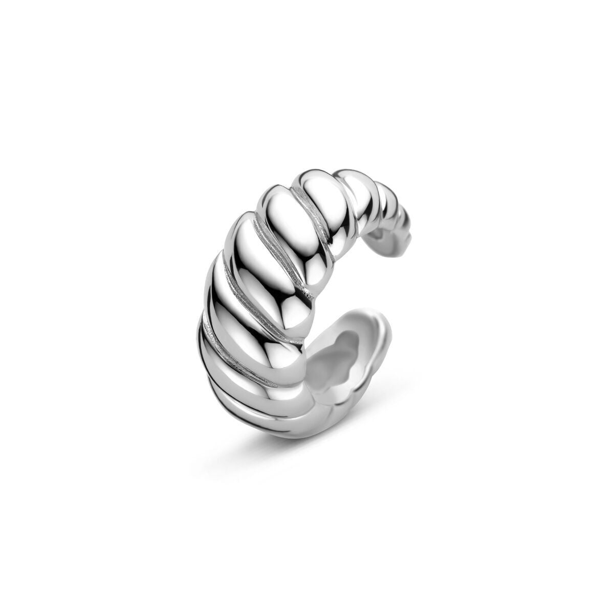 Ear cuff en argent rhodié, forme ondulée, dimensions 13,5x6 mm.