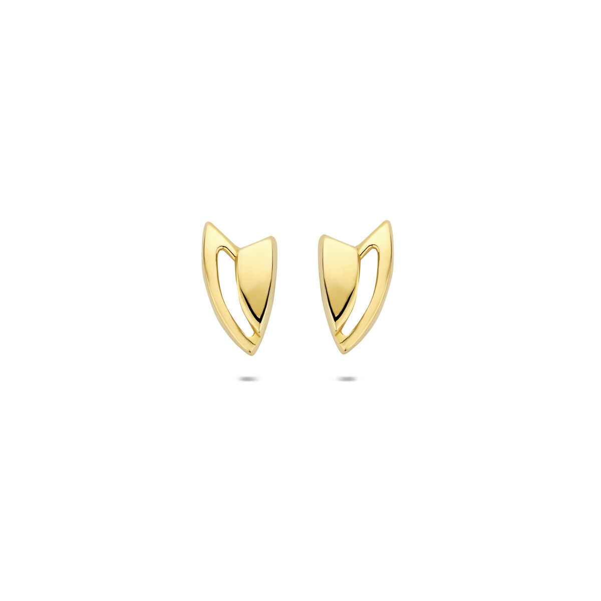 Boucles d'oreilles en or jaune 9 carats, poli, de forme géométrique avec une ouverture.